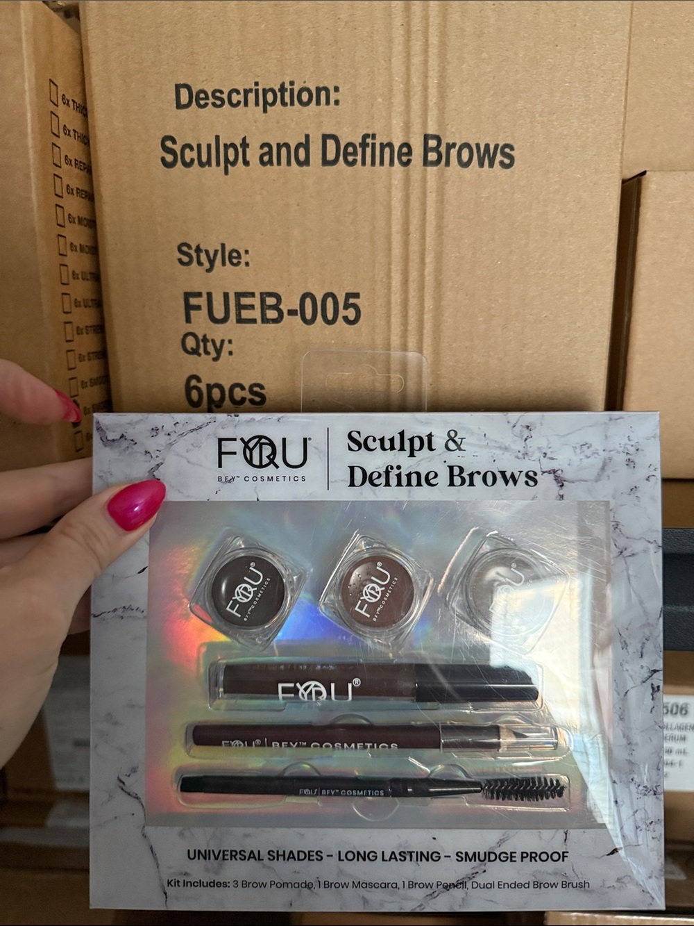 WD2. 6 Pack of Sculpt and Define Brow Kit - FYU Beauty $85 in Retail